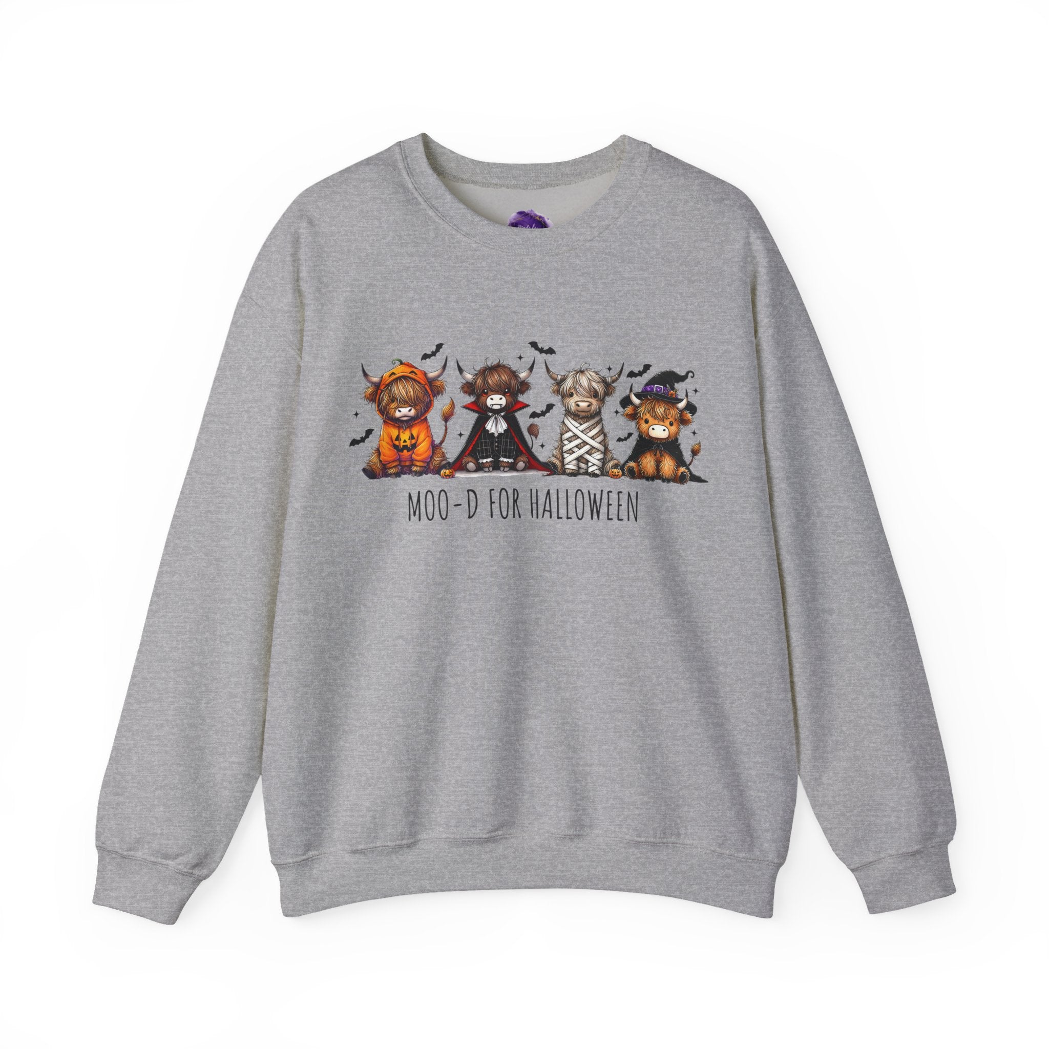 Moo'd for Halloween/ Halloween Sweatshirt, Cozy Halloween Apparel, Unisex Crewneck, Fall Fashion, Spooky Season Gift, Themed Clothing