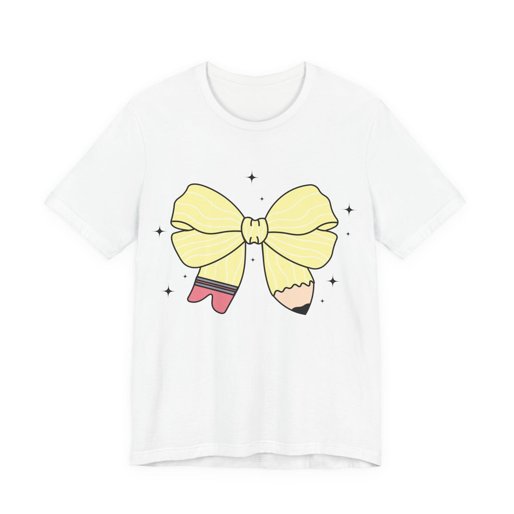 Pencil Coquette Bow T-shirt, Teacher tee