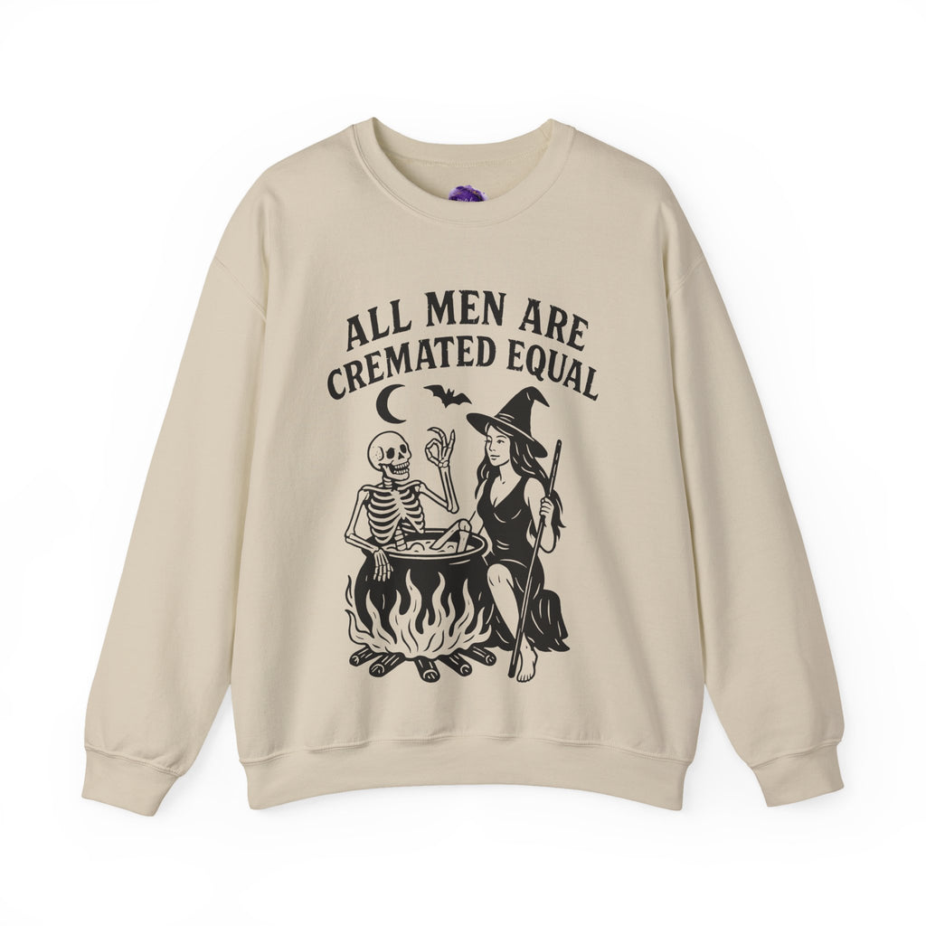 All Men are Cremated Equal, Unisex Crewneck, Fall Fashion, Spooky Season Gift, Themed Clothing