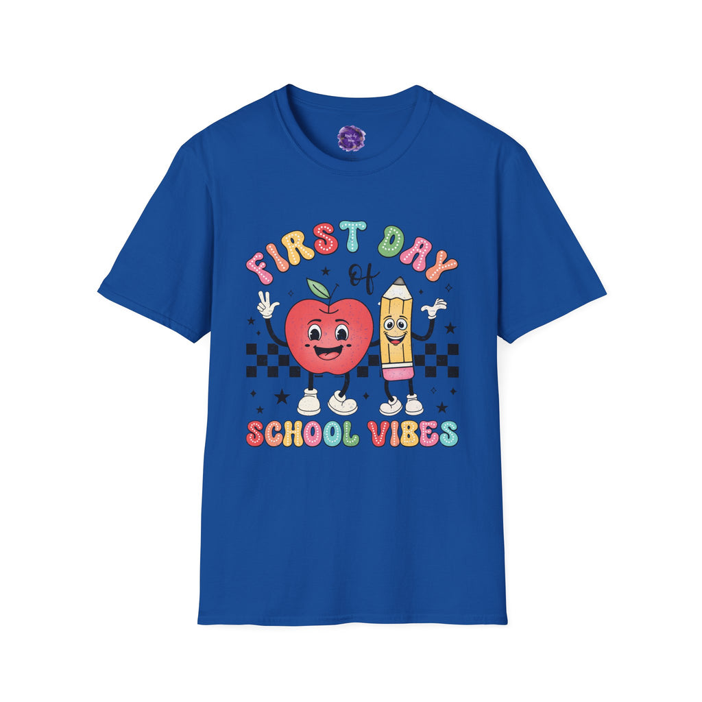 FIRST DAY OF SCHOOL VIBES,  T-Shirt, Back to School Shirt, Cute Teacher Tee, Fun Schoolwear