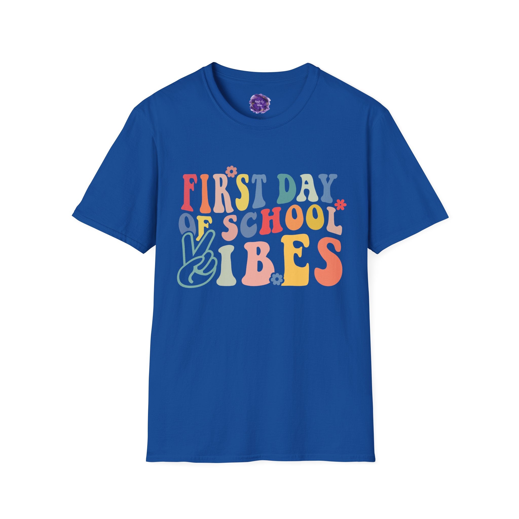 FIRST DAY OF SCHOOL VIBES, Unisex Softstyle Tee, Back-to-School Apparel, Adult