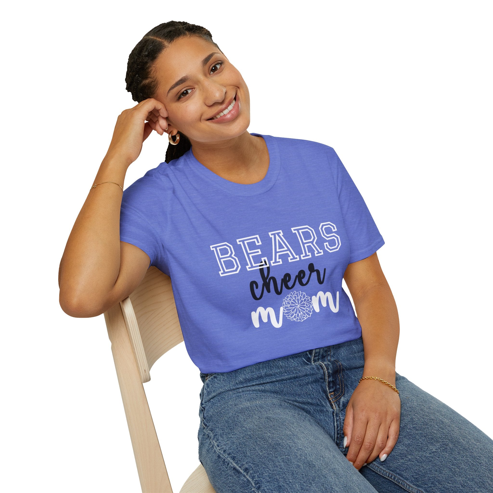 Bears Cheer Mom T-Shirt, Cheerleading Gift, Softstyle Tee, Team Spirit Wear, Matching Game Day Shirt