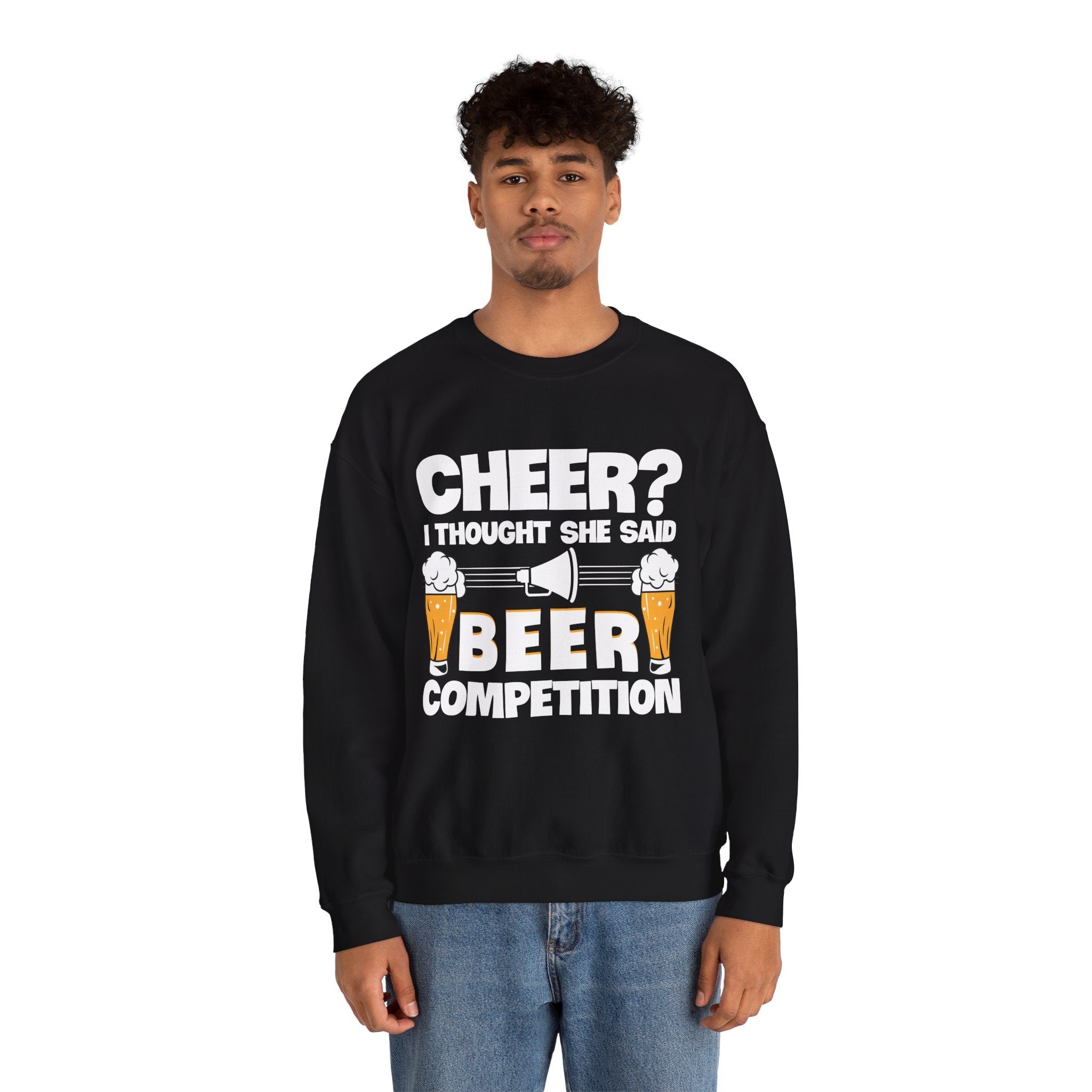 I THOUGHT SHE SAID BEER, Cheer Dad Sweatshirt, Unisex Crewneck Sweatshirt, Perfect for Game Days, Sports Fan Apparel, Cozy Sweatshirt Gift, Football