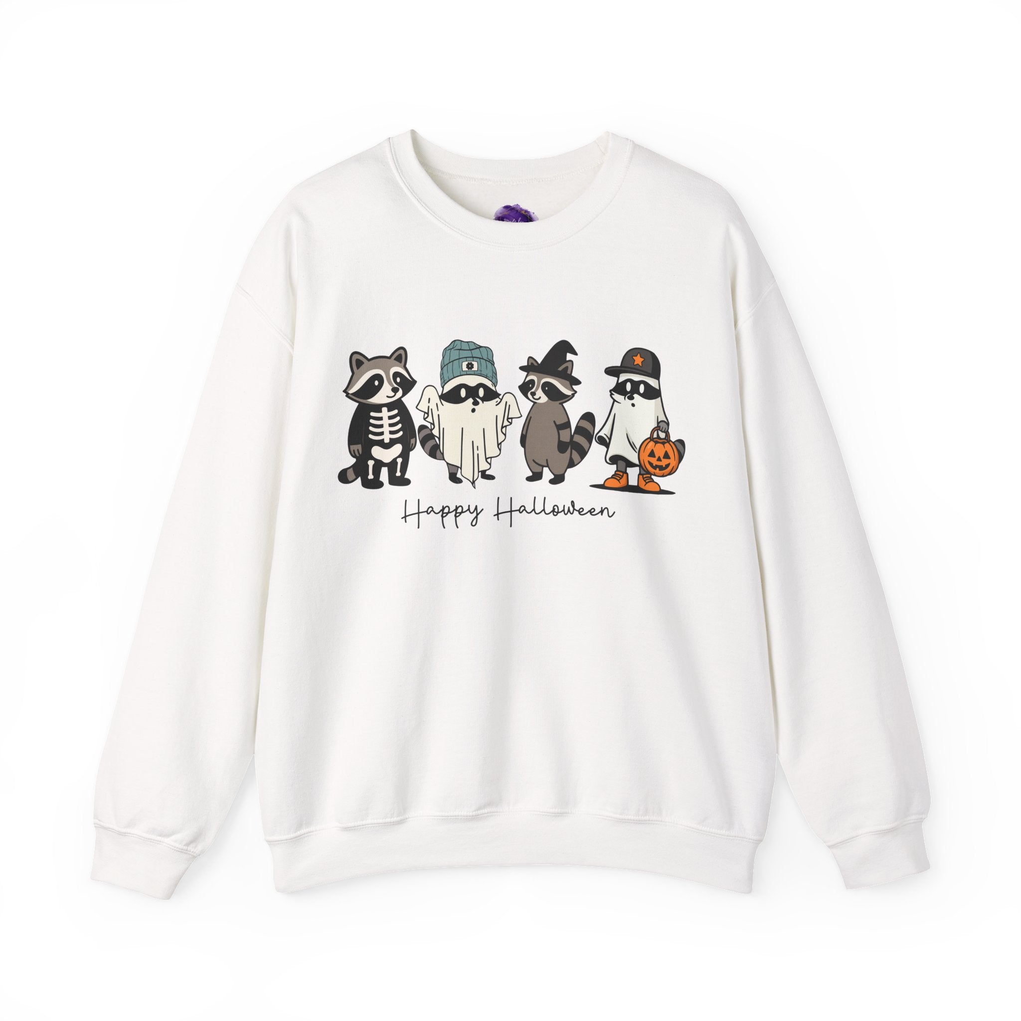 Happy Halloween Raccoon's / Halloween Sweatshirt, Cozy Halloween Apparel, Unisex Crewneck, Fall Fashion, Spooky Season Gift, Themed Clothing