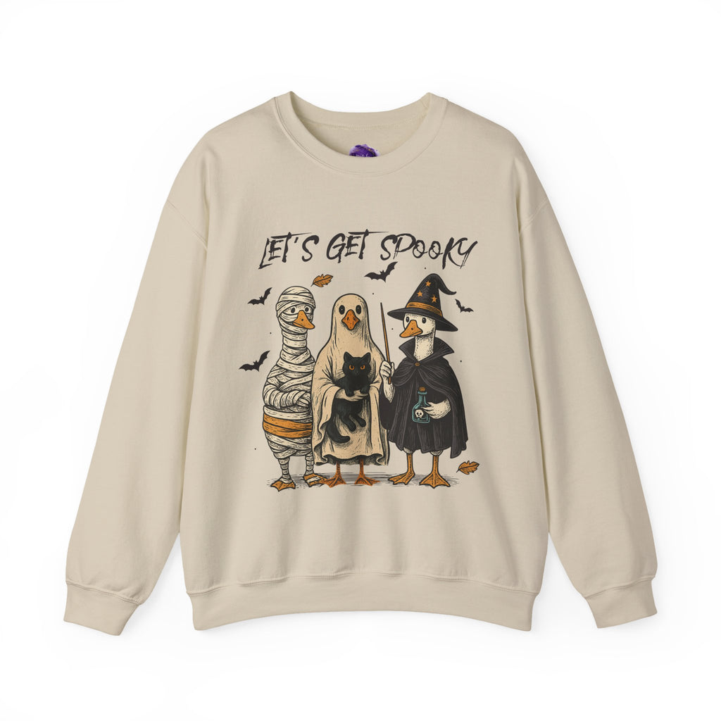 Lets Get Spooky/ Ducks in Costume, Cozy Halloween Apparel, Unisex Crewneck, Fall Fashion, Spooky Season Gift, Themed Clothing