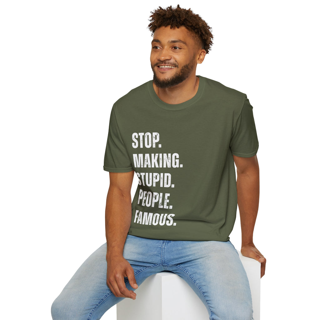 STOP MAKING STUPID PEOPLE FAMOUS Unisex Softstyle T-Shirt with Quirky Quote - Ideal Gift for Creative Souls, Trendy Fashion Statement, Casual Wear, Funny Gift, Summer [...]
