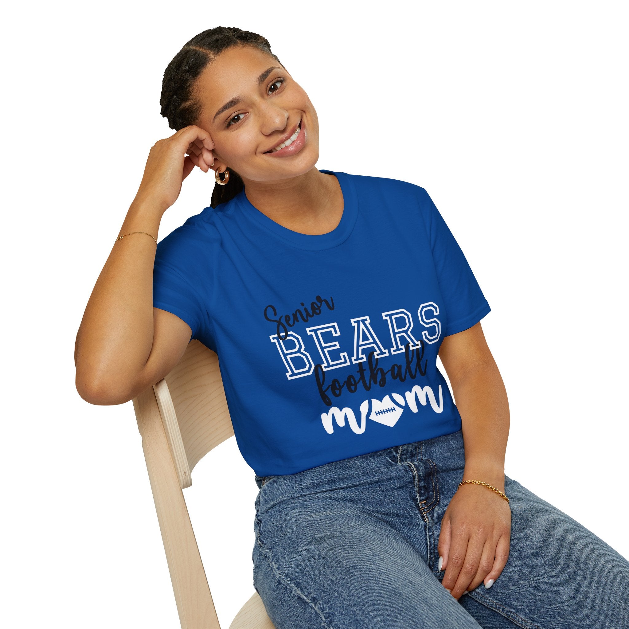 Senior Bears Football Mom T-Shirt,Black/White, Unisex Tee, Sporty Apparel for Game Day, Perfect for Football Moms, Great Gift Idea