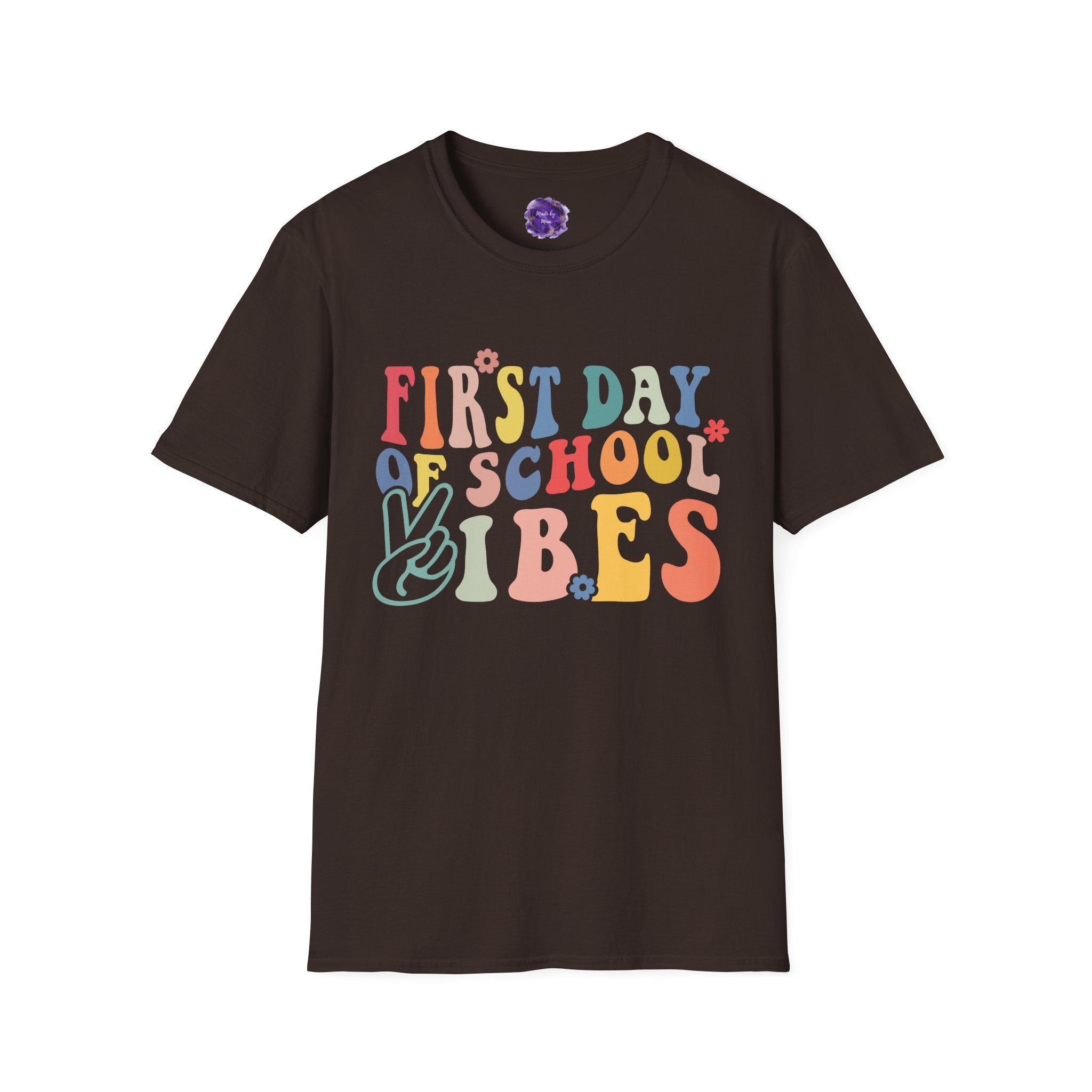 FIRST DAY OF SCHOOL VIBES, Unisex Softstyle Tee, Back-to-School Apparel, Adult