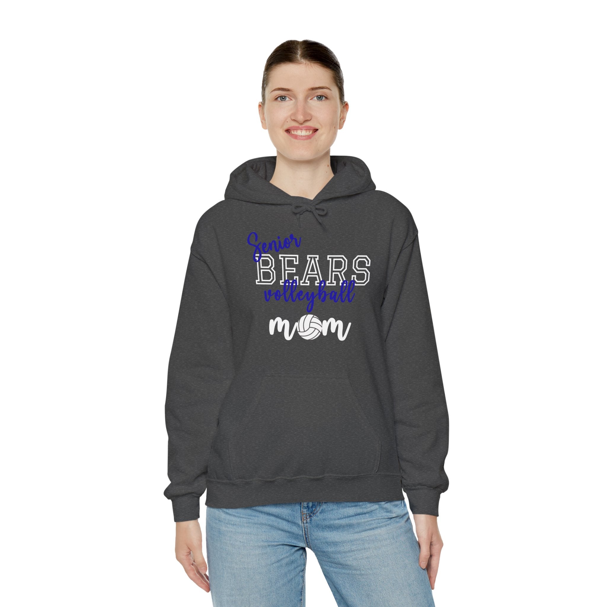 Senior Bears Volleyball Mom Hoodie - Personalized Sportswear for Proud MOMS, Gift for Volleyball Enthusiasts, Customizable Hooded Sweatshirt