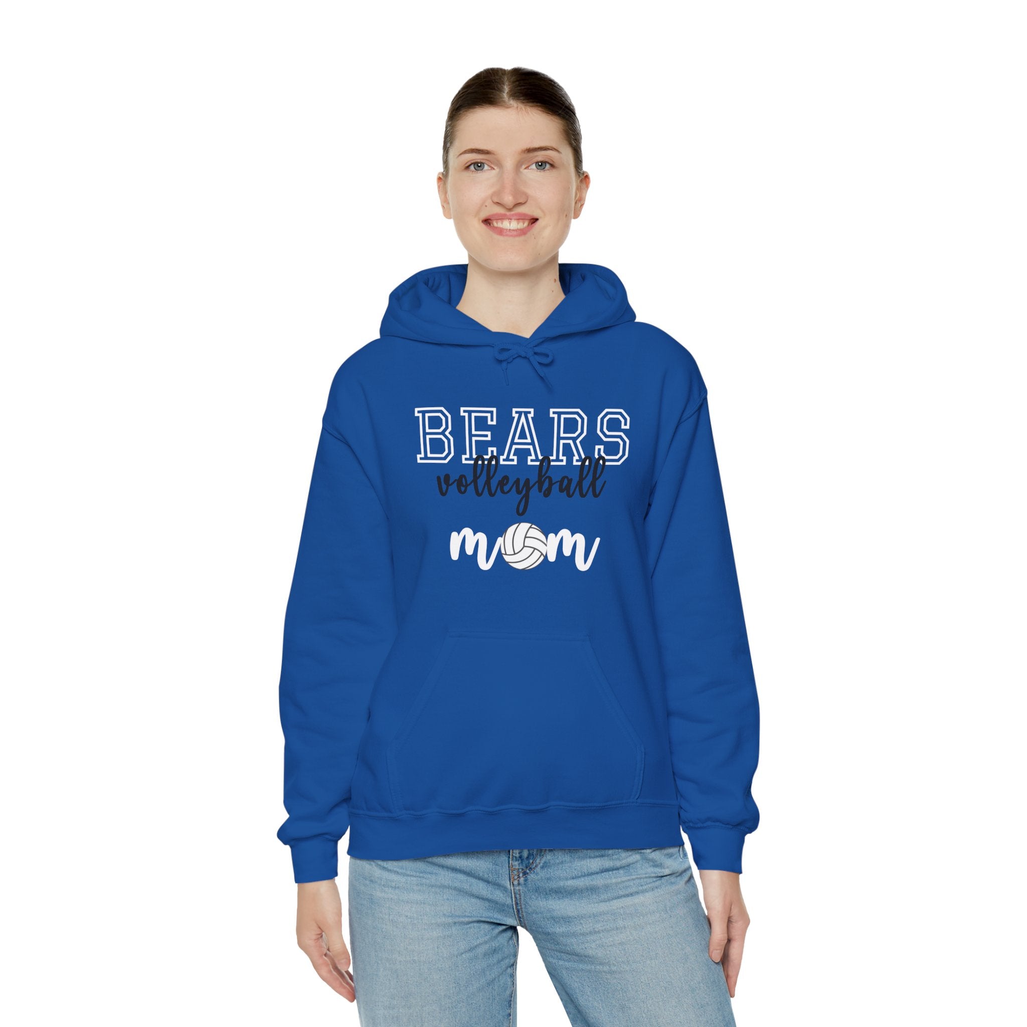 Bears Volleyball Mom Hoodie - Personalized Sportswear for Proud MOMS, Gift for Volleyball Enthusiasts, Customizable Hooded Sweatshirt
