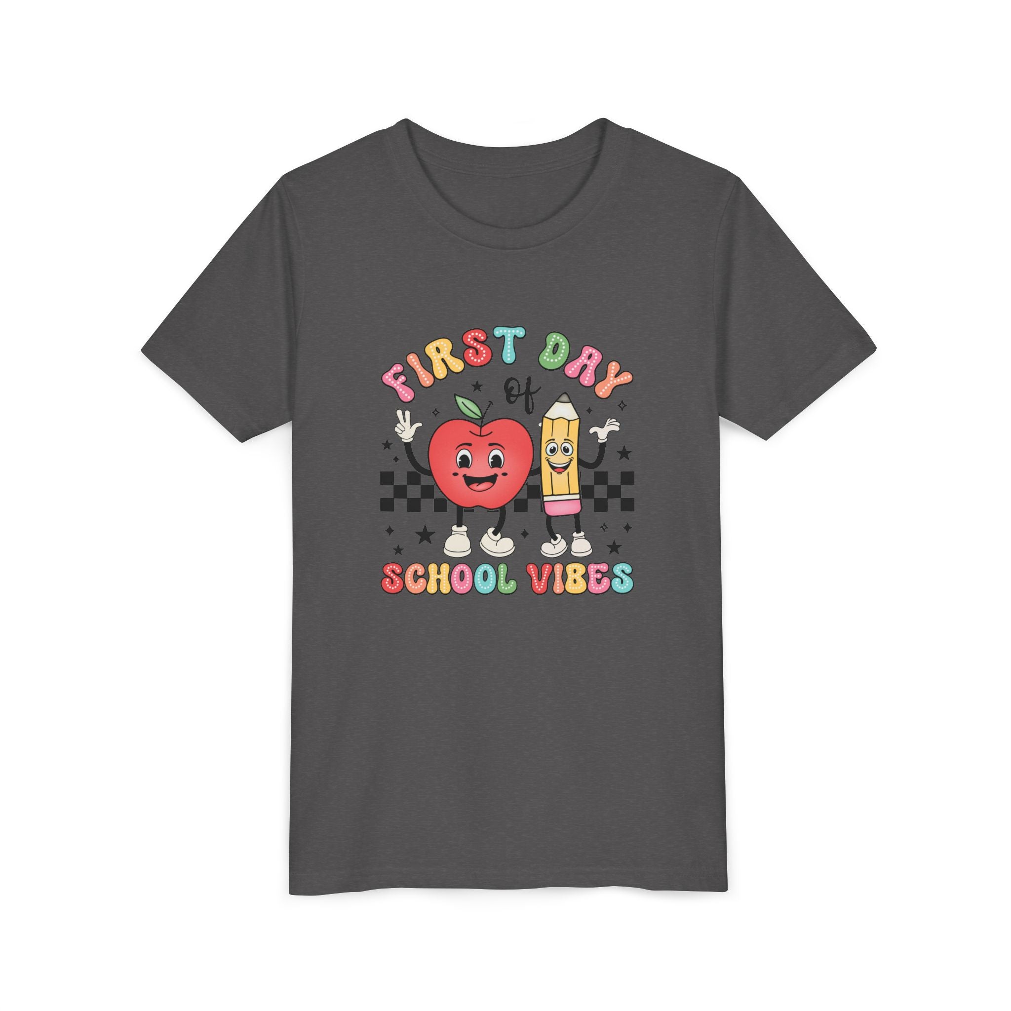 FIRST DAY OF SCHOOL VIBES, Youth Tee - Fun Back to School Shirt, Kids T-Shirt