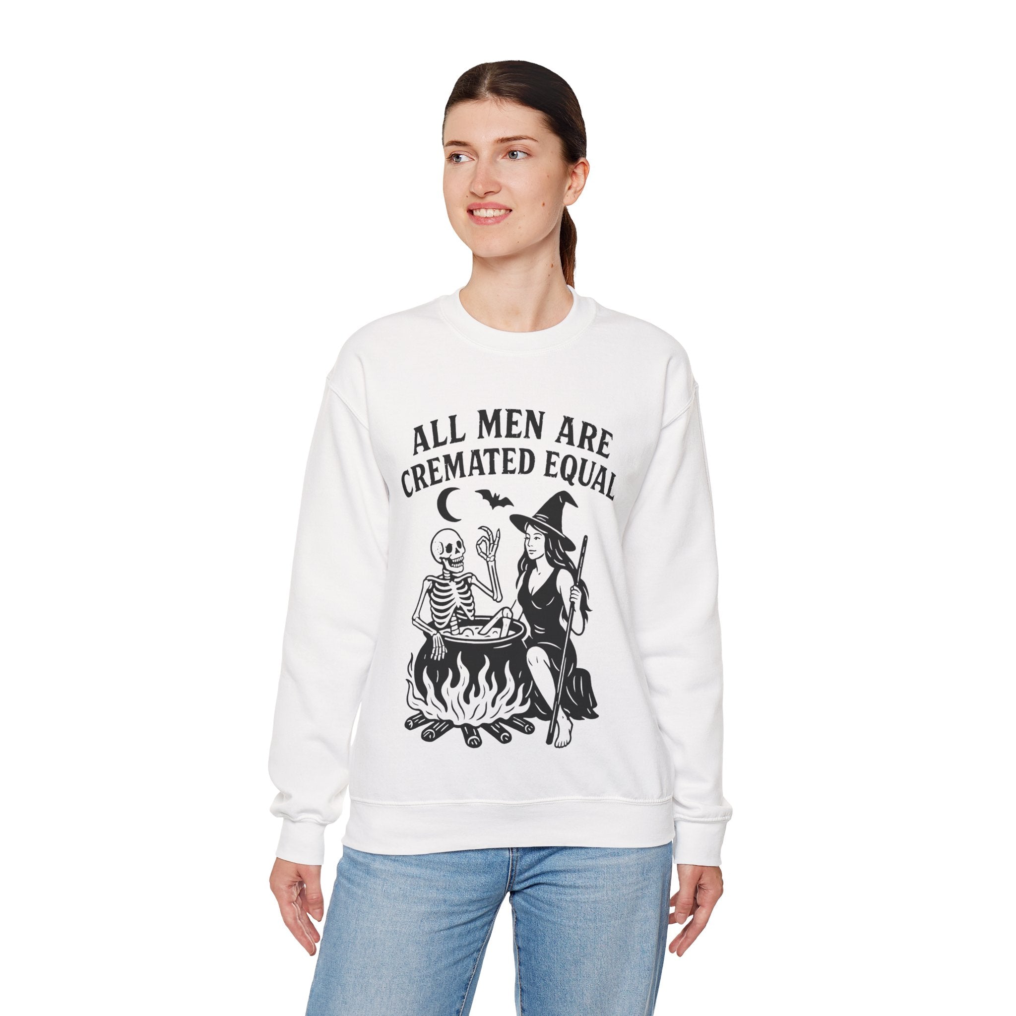 All Men are Cremated Equal, Unisex Crewneck, Fall Fashion, Spooky Season Gift, Themed Clothing