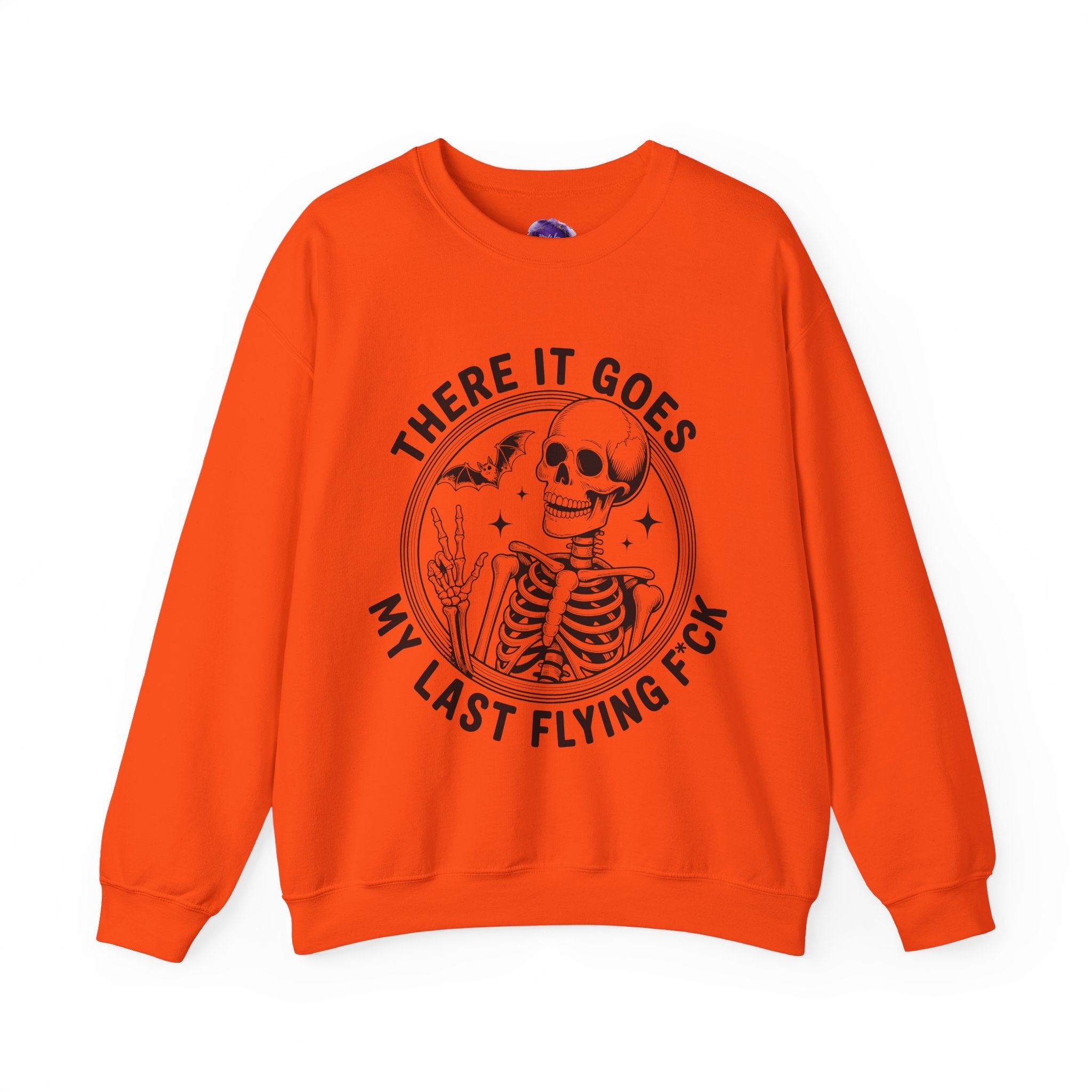 Skeleton/ There goes my last flying F*ck/Spooky Season, Halloween Sweatshirt, Cozy Halloween Apparel, Unisex Crewneck, Fall Fashion, Spooky Season Gift, Themed Clothing
