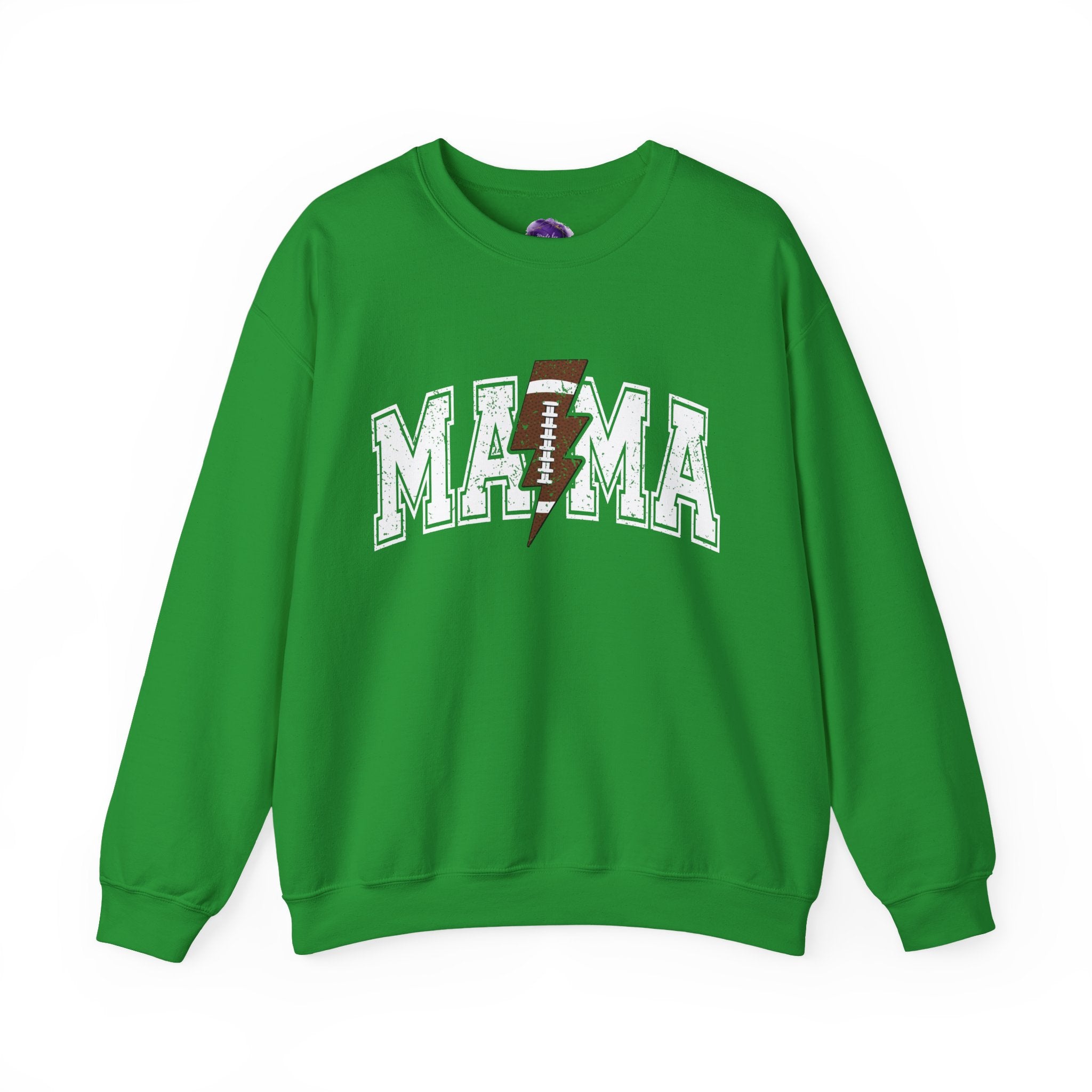 MAMA Sweatshirt with Football lightning bolt, Unisex Crewneck Sweatshirt, Perfect for Game Days, Sports Fan Apparel, Cozy Sweatshirt Gift, Football
