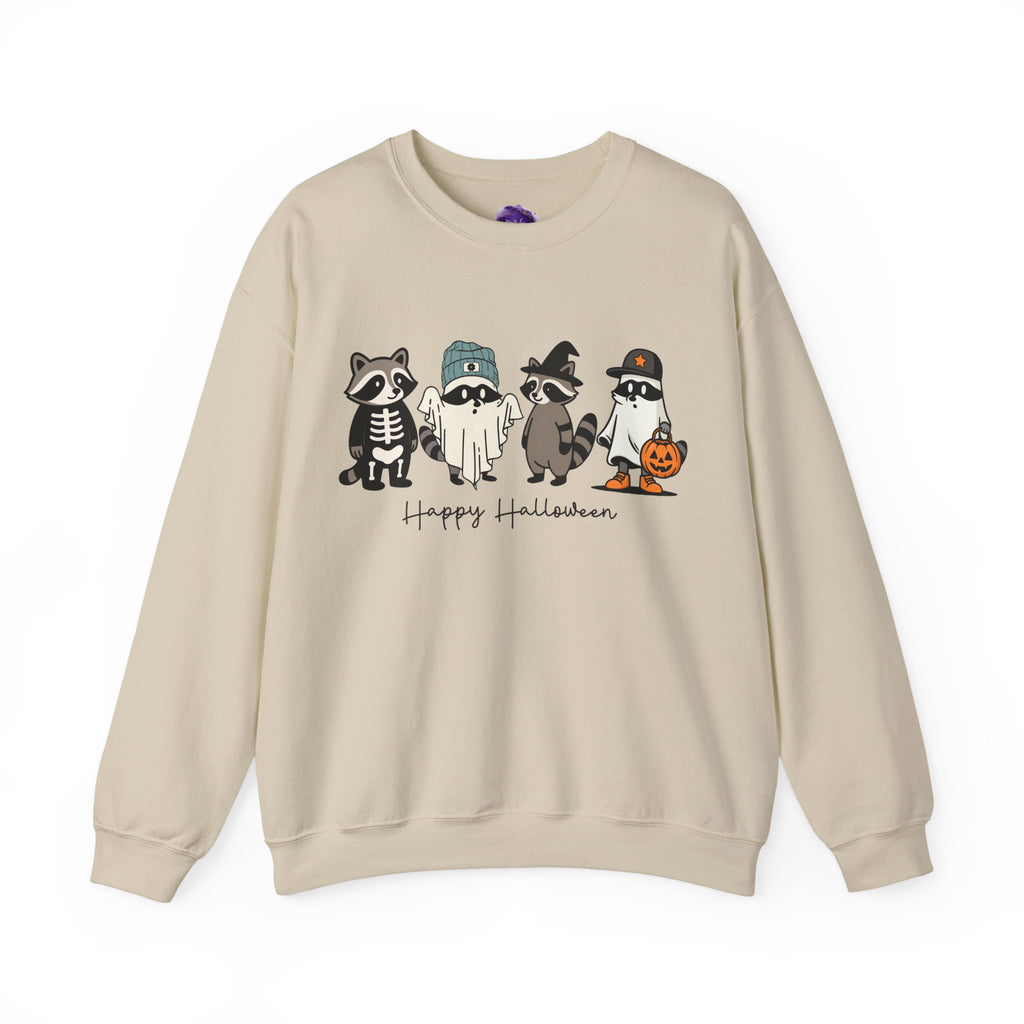 Happy Halloween Raccoon's / Halloween Sweatshirt, Cozy Halloween Apparel, Unisex Crewneck, Fall Fashion, Spooky Season Gift, Themed Clothing