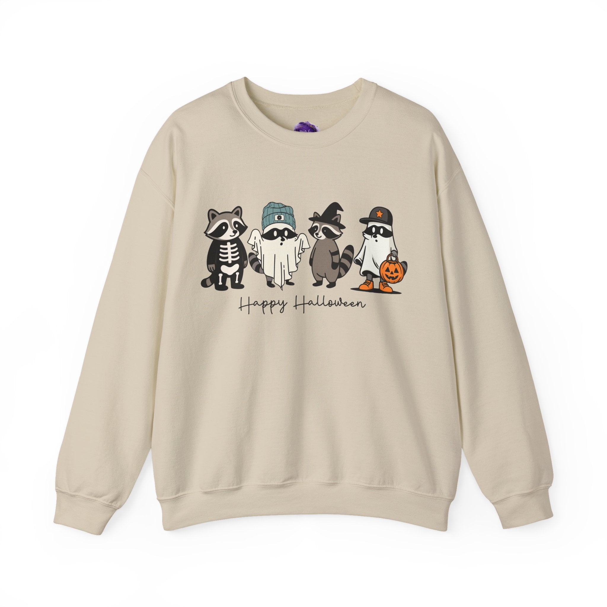 Happy Halloween Raccoon's / Halloween Sweatshirt, Cozy Halloween Apparel, Unisex Crewneck, Fall Fashion, Spooky Season Gift, Themed Clothing