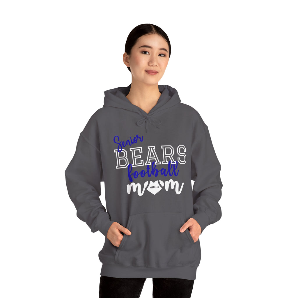 Senior Football Mom Hoodie, Unisex Heavy Blend Sweatshirt, Supportive Gift for Sports Moms, Team Spirit Apparel, Customizable Sports Gear