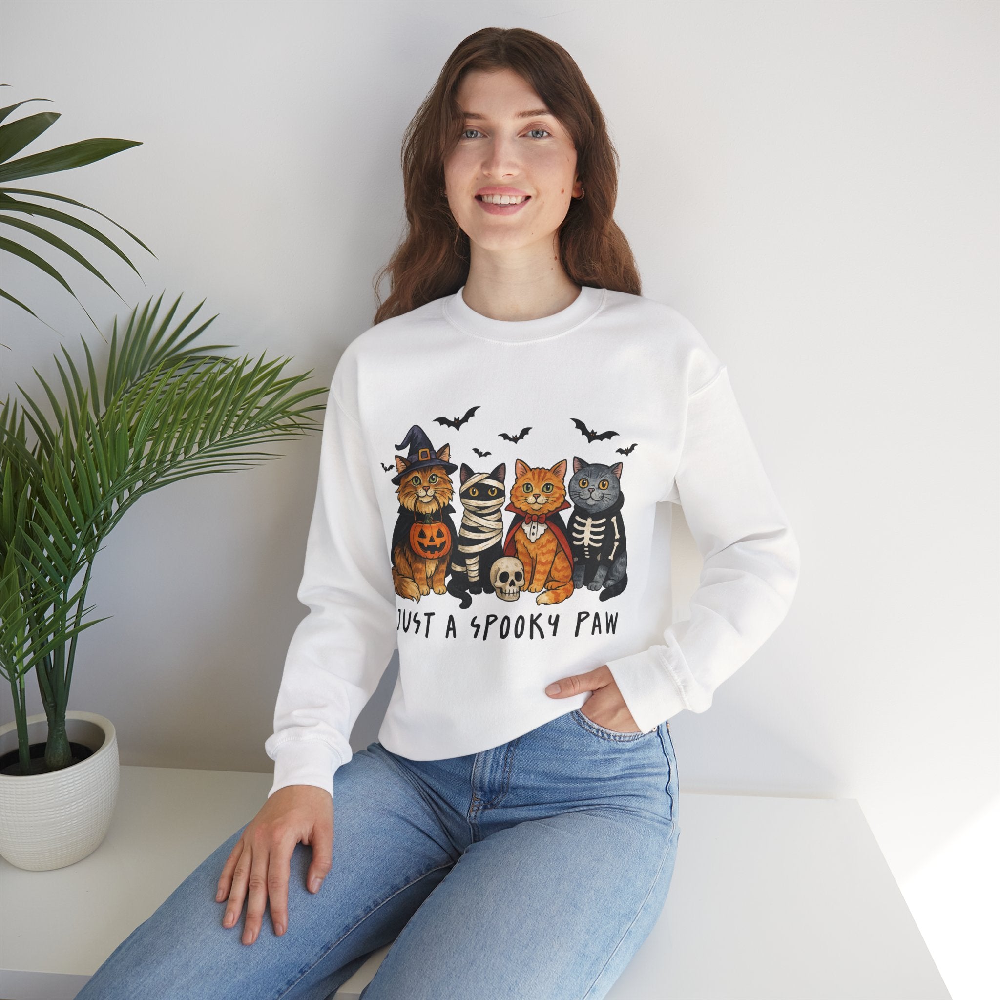 Cats in Halloween Costumes/ Unisex Heavy Blend Crewneck Sweatshirt - Cozy Sportswear, Everyday Comfort, Gift Idea