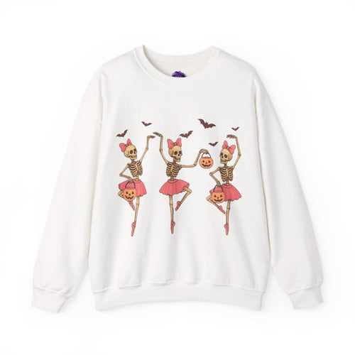 Ballerina Skeleton's / Halloween Sweatshirt, Cozy Halloween Apparel, Unisex Crewneck, Fall Fashion, Spooky Season Gift, Themed Clothing