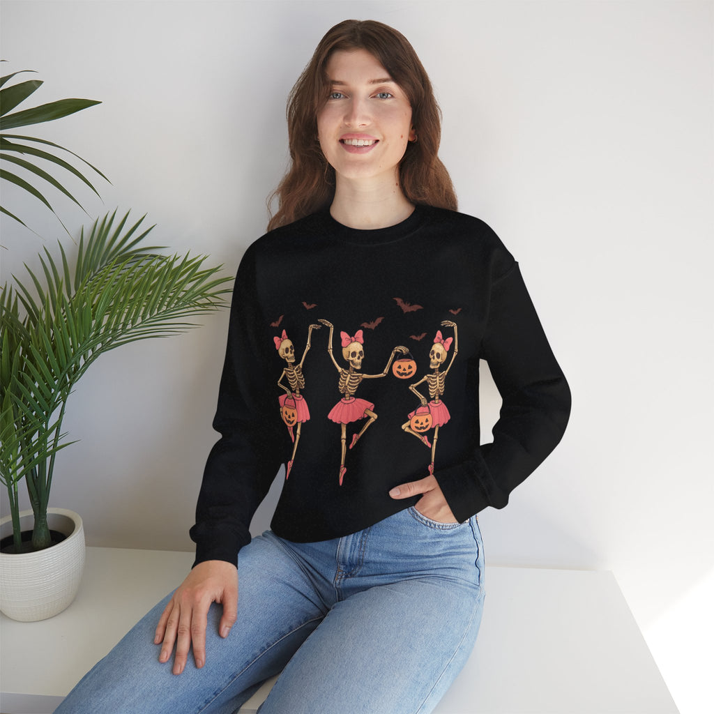 Ballerina Skeleton's / Halloween Sweatshirt, Cozy Halloween Apparel, Unisex Crewneck, Fall Fashion, Spooky Season Gift, Themed Clothing