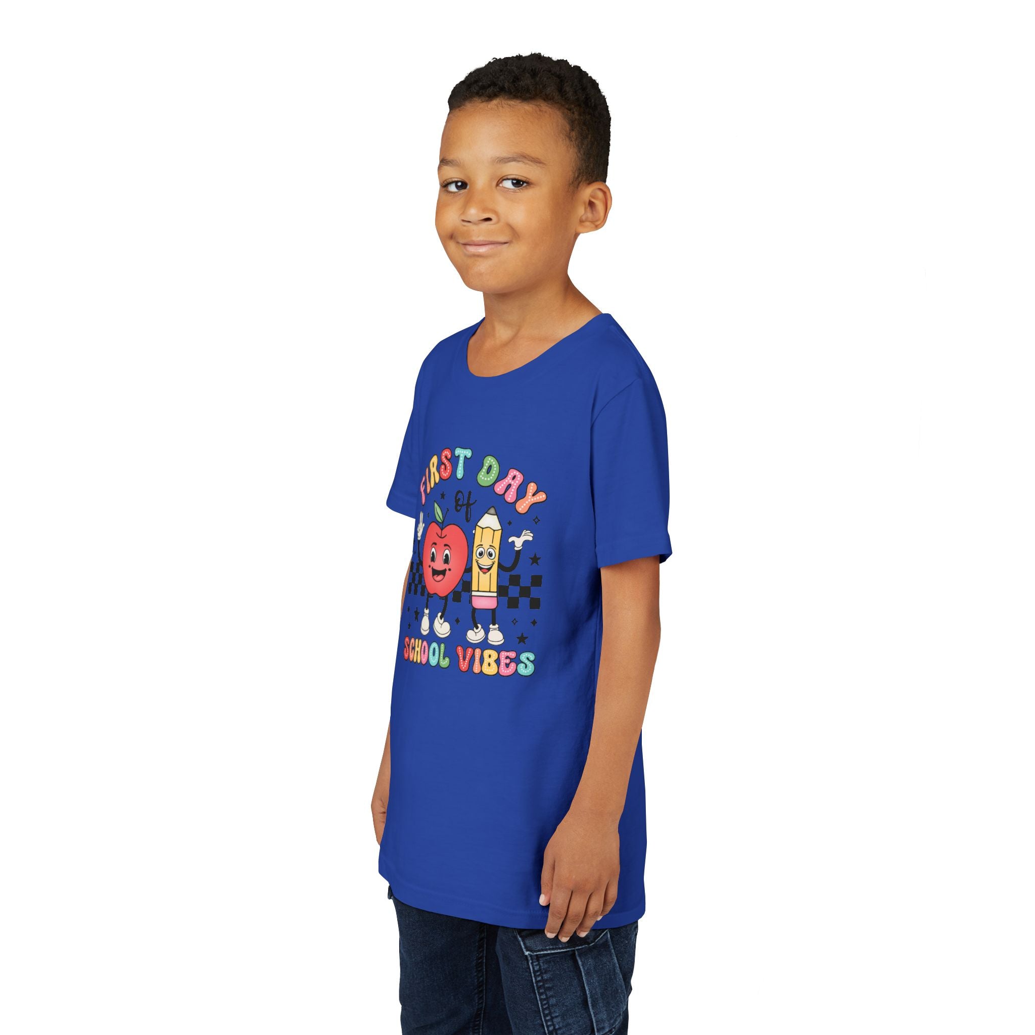 FIRST DAY OF SCHOOL VIBES, Youth Tee - Fun Back to School Shirt, Kids T-Shirt