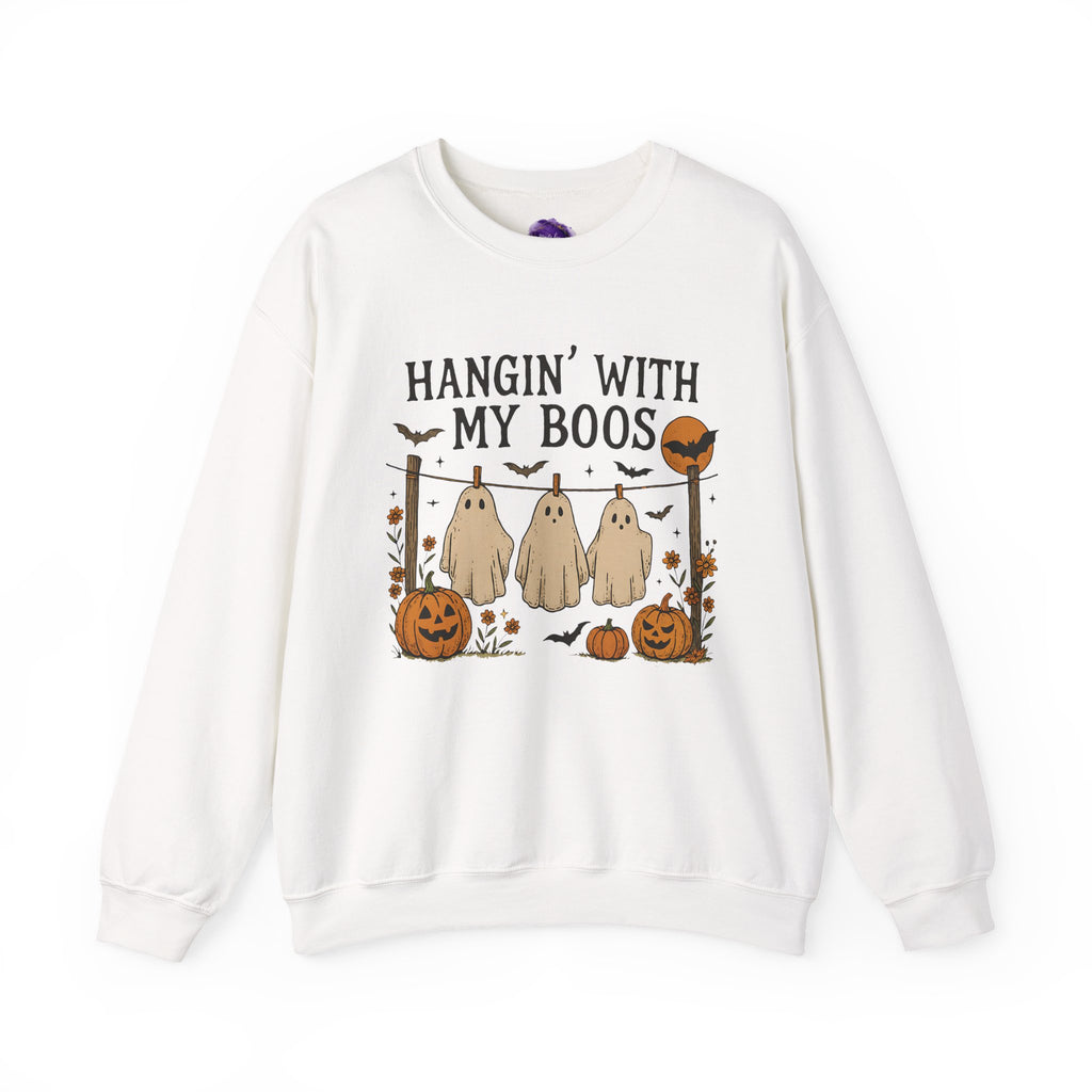 Hangin' with my Boo's, Halloween Ghosts Sweatshirt, Cozy Halloween Apparel, Unisex Crewneck, Fall Fashion, Spooky Season Gift, Boo-Themed Clothing