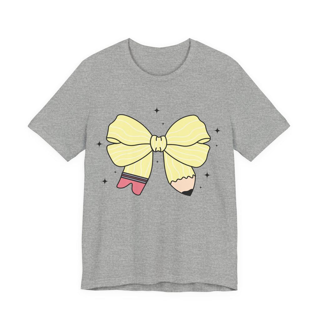 Pencil Coquette Bow T-shirt, Teacher tee