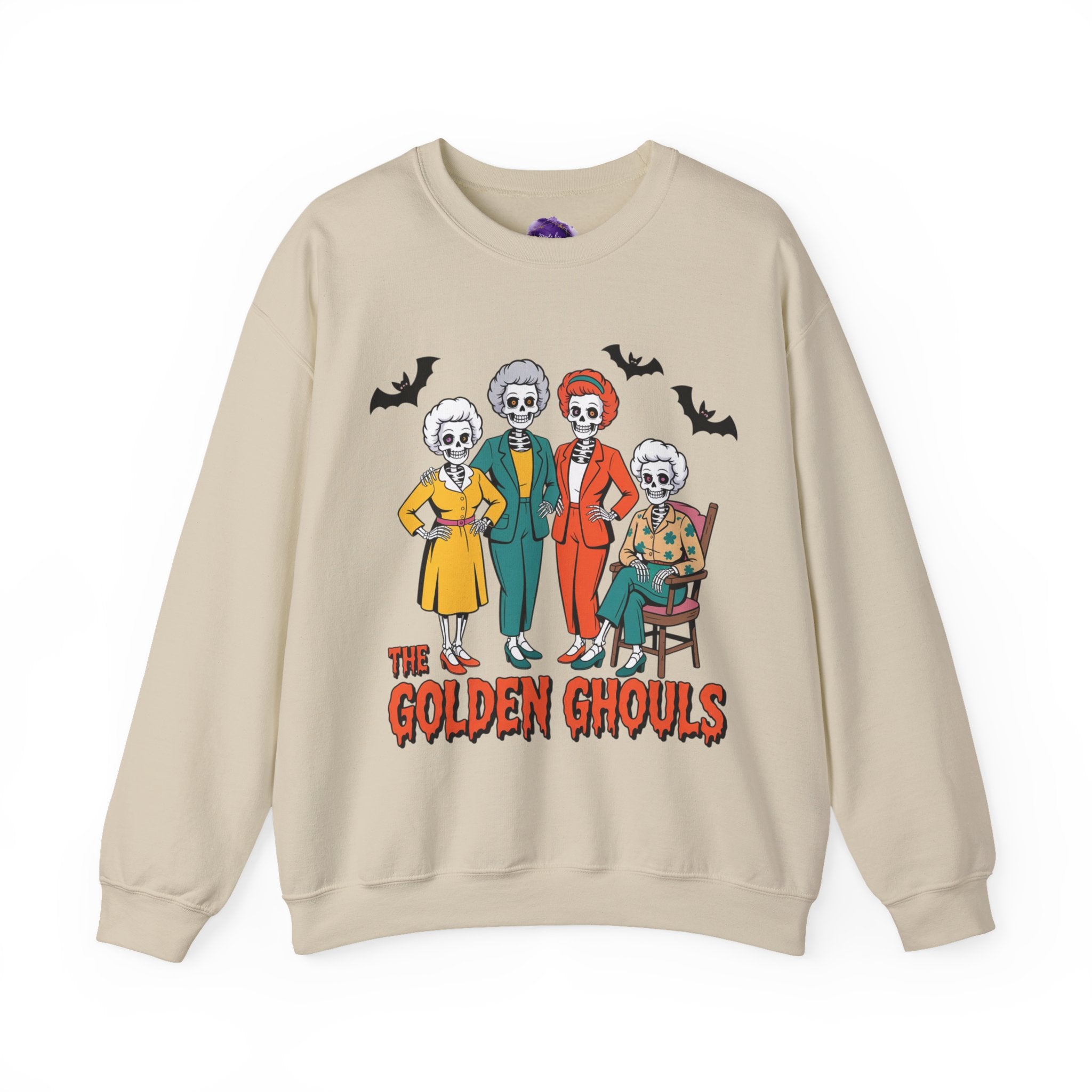 Golden Ghouls Sweatshirt, Halloween Crewneck, Vintage-Inspired Pullover, Cozy Fall Wear, Gift for Horror Fans