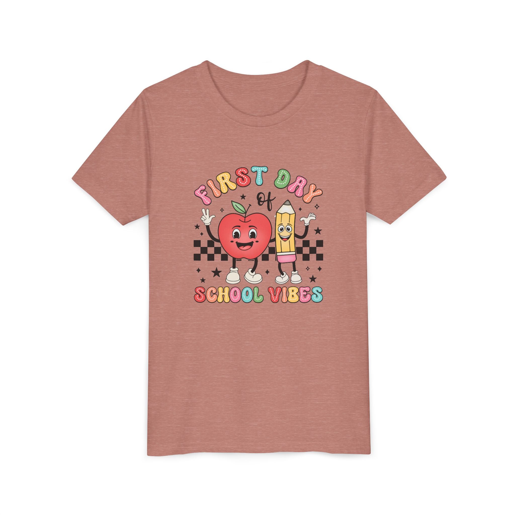 FIRST DAY OF SCHOOL VIBES, Youth Tee - Fun Back to School Shirt, Kids T-Shirt
