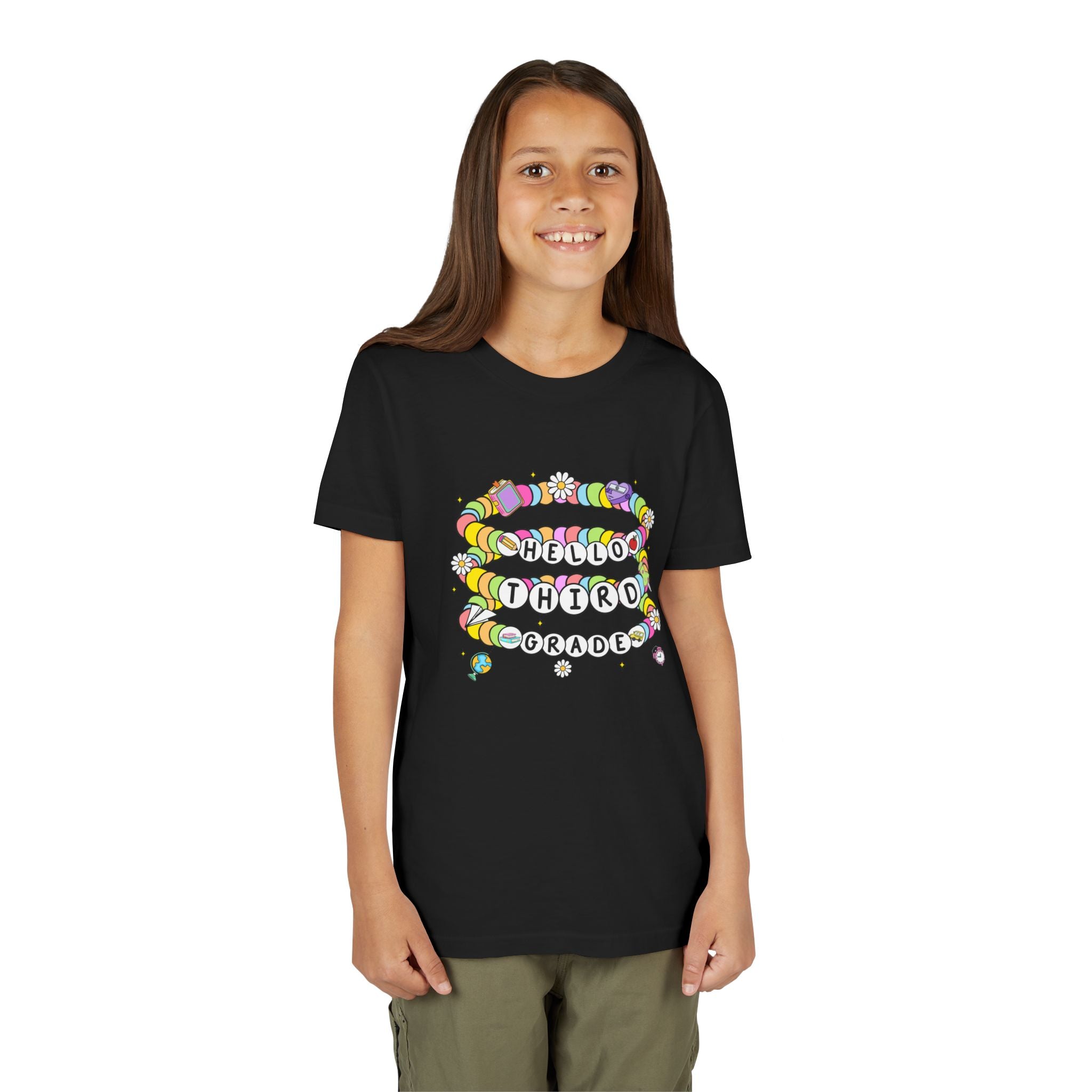HELLO 3RD GRADE, Youth Tee - Back to School Shirt, Kids Educational T-Shirt, Fun Classroom Apparel, Grade Celebration Gift