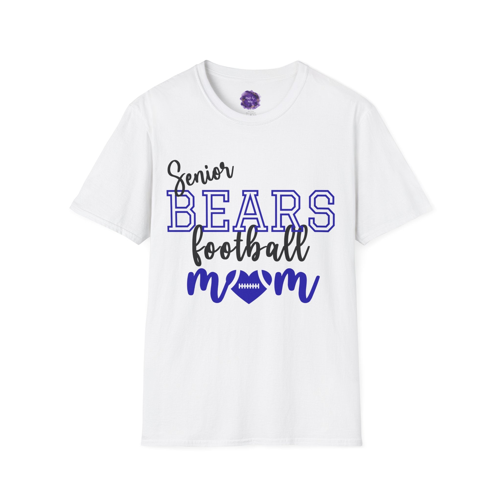 Senior Bears Football Mom T-Shirt, Black/ Blue design, Unisex Tee, Sporty Apparel for Game Day, Perfect for Football Moms, Great Gift Idea