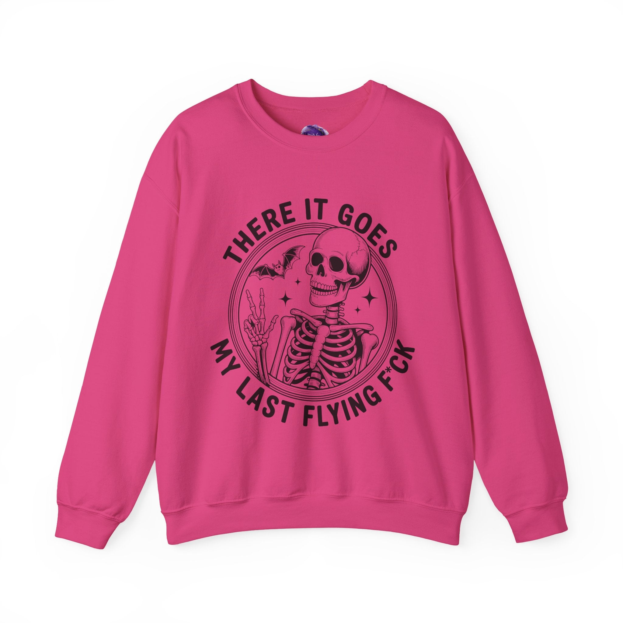Skeleton/ There goes my last flying F*ck/Spooky Season, Halloween Sweatshirt, Cozy Halloween Apparel, Unisex Crewneck, Fall Fashion, Spooky Season Gift, Themed Clothing