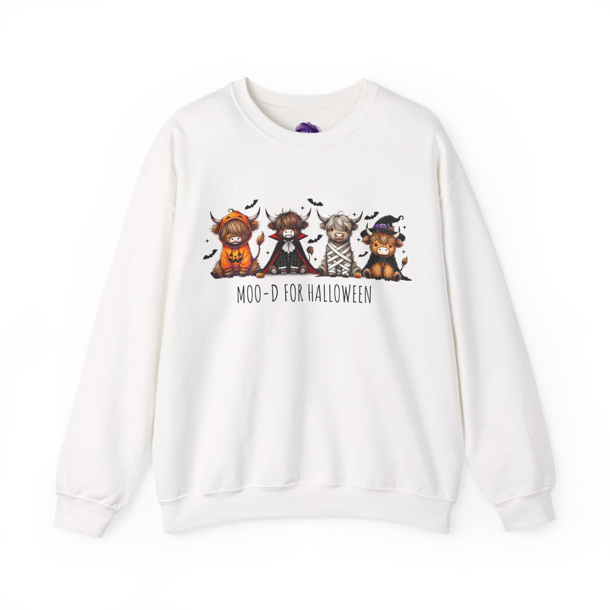 Moo'd for Halloween/ Halloween Sweatshirt, Cozy Halloween Apparel, Unisex Crewneck, Fall Fashion, Spooky Season Gift, Themed Clothing