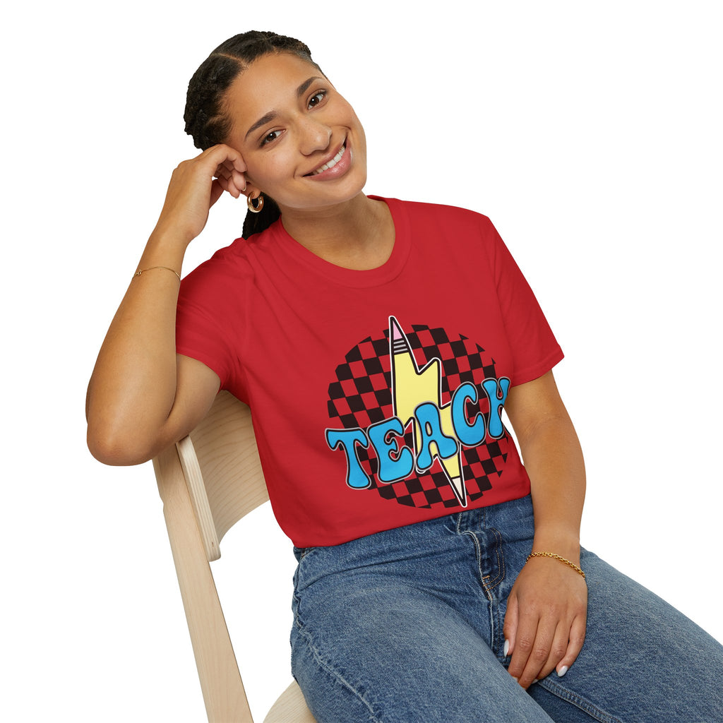 TEACH Unisex T-Shirt - lightning bolt pencil design