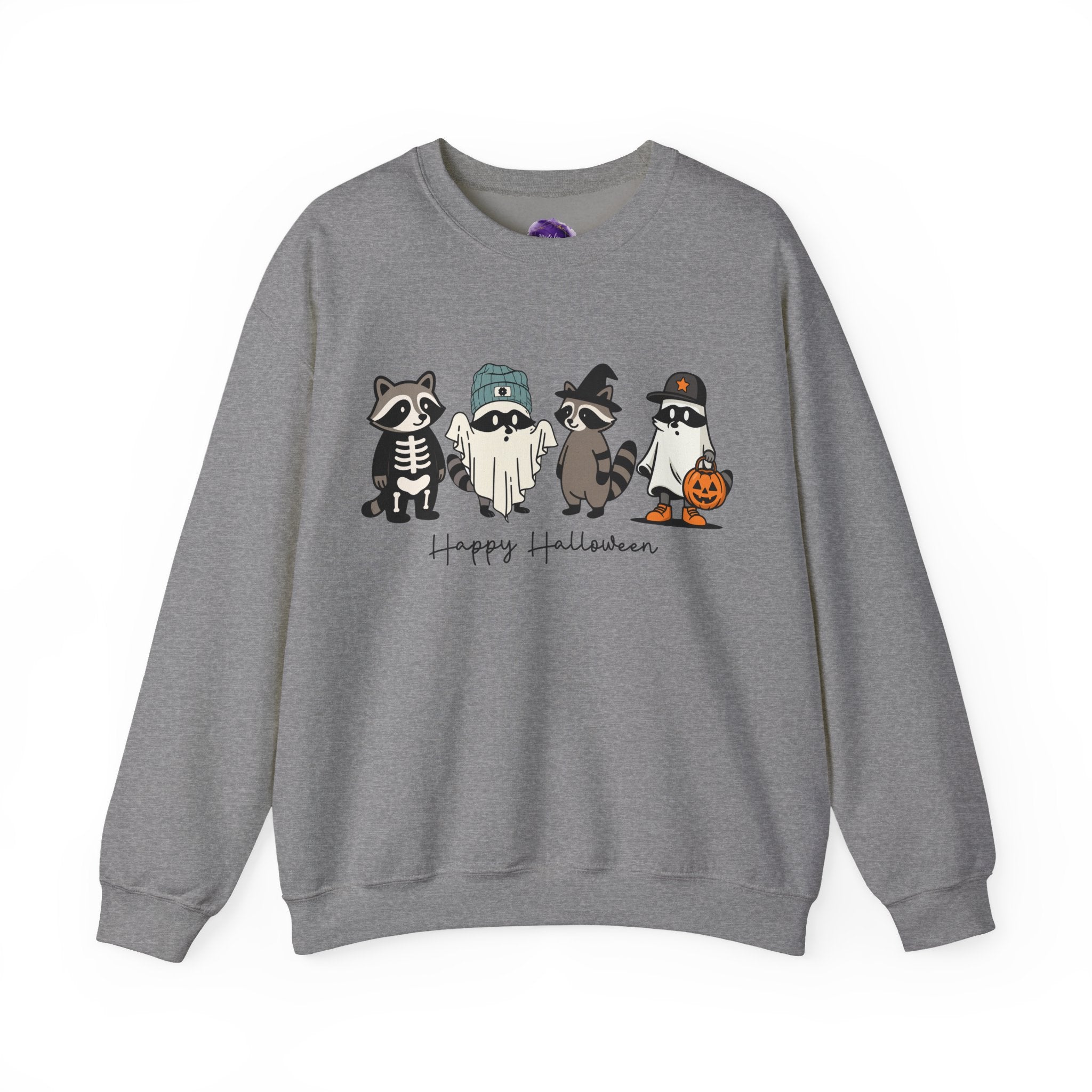 Happy Halloween Raccoon's / Halloween Sweatshirt, Cozy Halloween Apparel, Unisex Crewneck, Fall Fashion, Spooky Season Gift, Themed Clothing