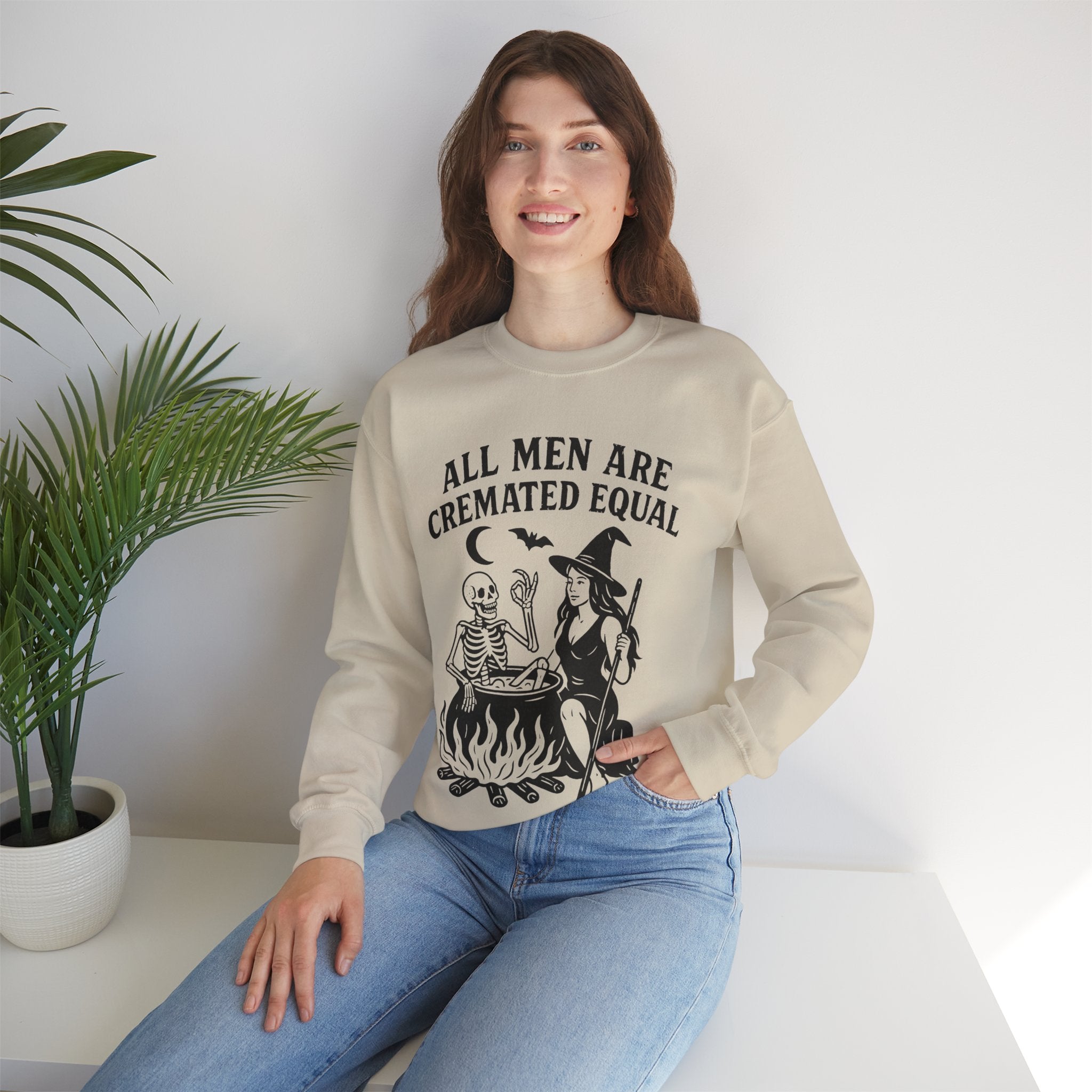 All Men are Cremated Equal, Unisex Crewneck, Fall Fashion, Spooky Season Gift, Themed Clothing