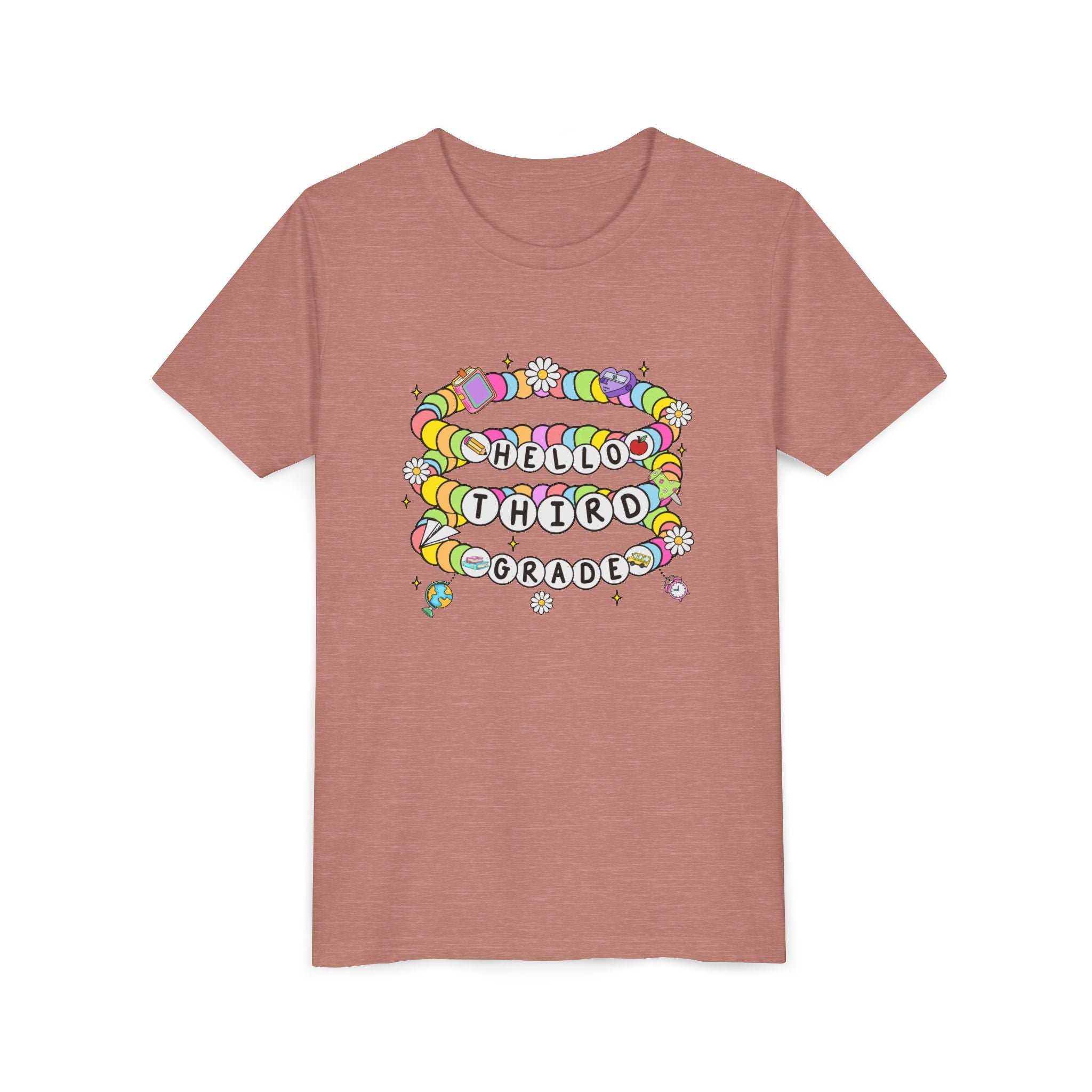 HELLO 3RD GRADE, Youth Tee - Back to School Shirt, Kids Educational T-Shirt, Fun Classroom Apparel, Grade Celebration Gift